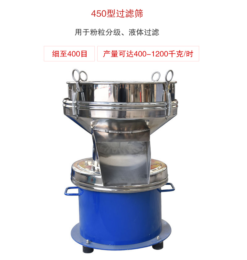 450型過濾篩用于粉粒分級、液體過濾